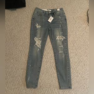 Judy Blue Lace Patched Skinny Jeans